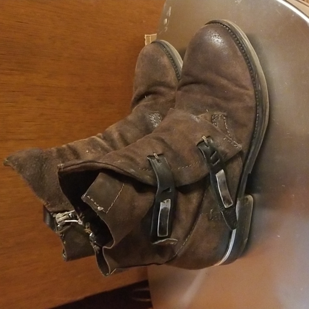 AS 98 Suede Zip and Buckle Ankle Boots